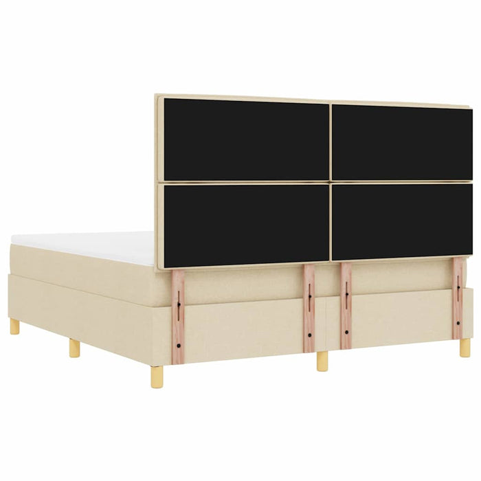 Pat cu arcuri cu saltea cu headboard Crem 180 x 200 cm țesătură - WALTI WALTI