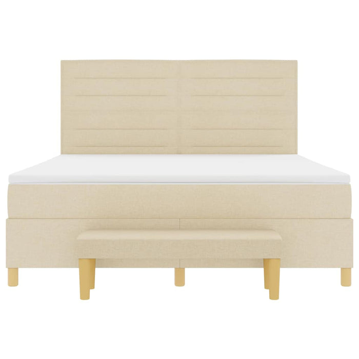 Pat cu arcuri cu saltea cu headboard Crem 180 x 200 cm țesătură - WALTI WALTI