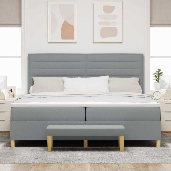 Pat cu arcuri cu saltea Gri deschis 200 x 200 cm țesătură - WALTI WALTI