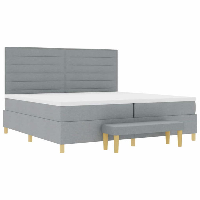 Pat cu arcuri cu saltea Gri deschis 200 x 200 cm țesătură - WALTI WALTI