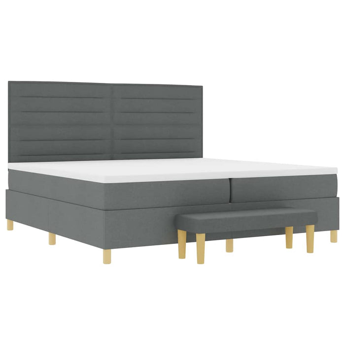 Pat cu arcuri cu saltea Gri închis 200 x 200 cm țesătură - WALTI WALTI