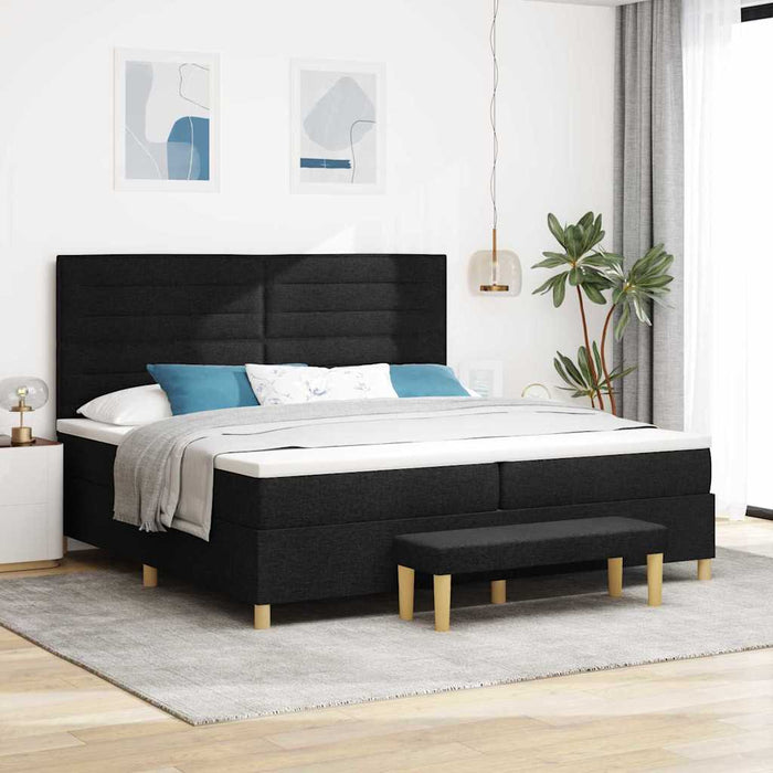 Pat cu arcuri cu saltea Negru 200 x 200 cm țesătură - WALTI WALTI