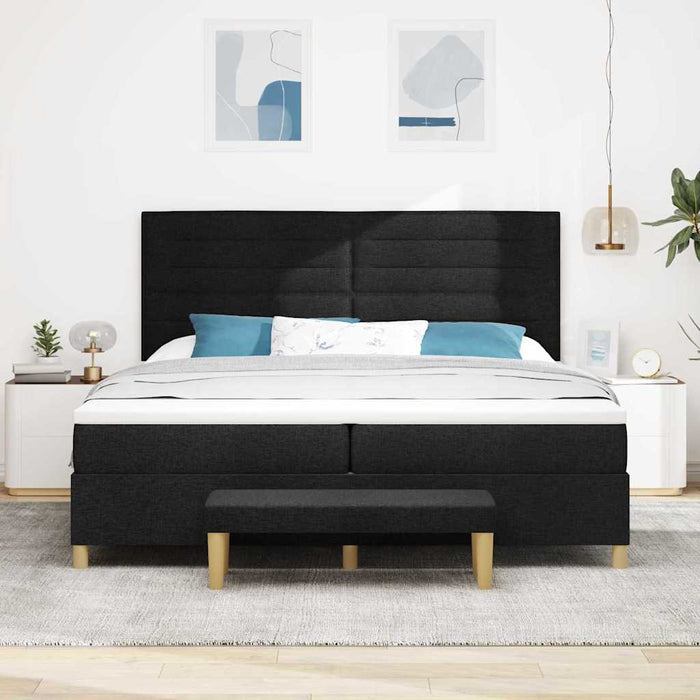Pat cu arcuri cu saltea Negru 200 x 200 cm țesătură - WALTI WALTI