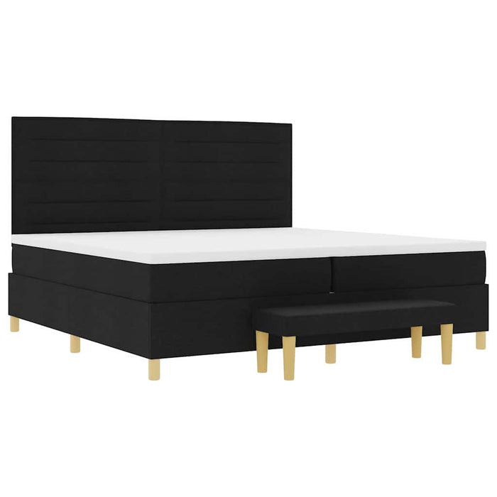 Pat cu arcuri cu saltea Negru 200 x 200 cm țesătură - WALTI WALTI