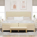 Pat cu arcuri cu saltea cu headboard Crem 200 x 200 cm țesătură - WALTI WALTI