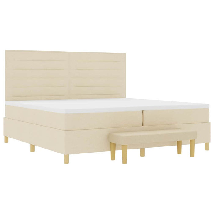Pat cu arcuri cu saltea cu headboard Crem 200 x 200 cm țesătură - WALTI WALTI
