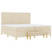 Pat cu arcuri cu saltea cu headboard Crem 200 x 200 cm țesătură - WALTI WALTI