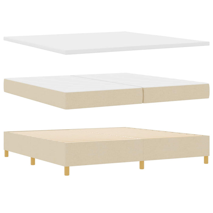 Pat cu arcuri cu saltea cu headboard Crem 200 x 200 cm țesătură - WALTI WALTI