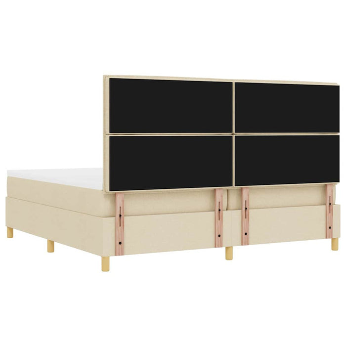 Pat cu arcuri cu saltea cu headboard Crem 200 x 200 cm țesătură - WALTI WALTI
