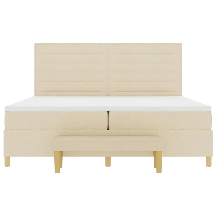 Pat cu arcuri cu saltea cu headboard Crem 200 x 200 cm țesătură - WALTI WALTI