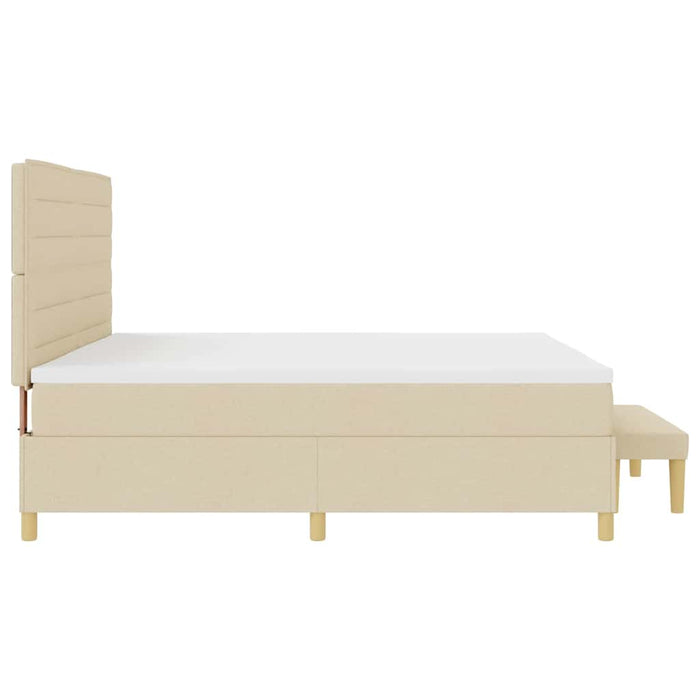 Pat cu arcuri cu saltea cu headboard Crem 200 x 200 cm țesătură - WALTI WALTI