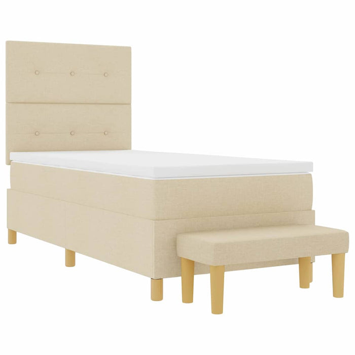 Pat cu arcuri cu saltea cu headboard Crem 80 x 200 cm țesătură - WALTI WALTI
