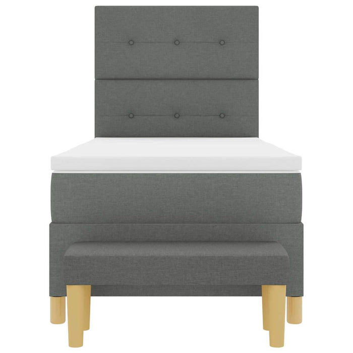 Pat cu arcuri cu headboard Gri închis 190 x 90 cm țesătură WALTI