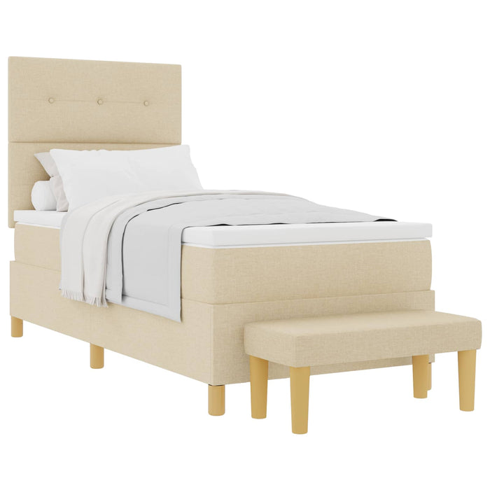 Pat cu arcuri cu saltea cu headboard Crem 90 x 190 cm țesătură - WALTI WALTI