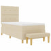 Pat cu arcuri cu saltea cu headboard Crem 90 x 190 cm țesătură - WALTI WALTI