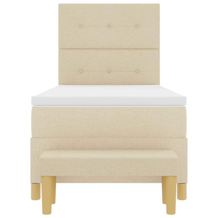 Pat cu arcuri cu saltea cu headboard Crem 90 x 190 cm țesătură - WALTI WALTI