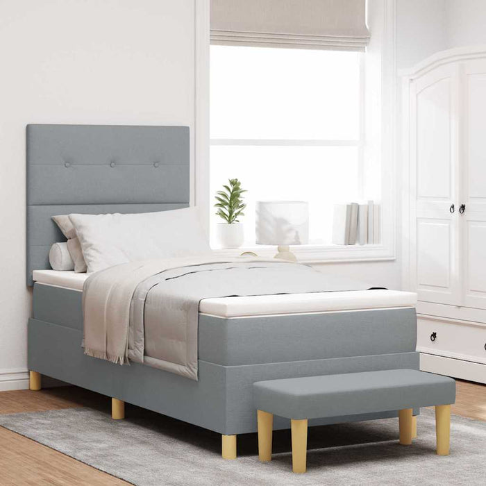 Pat cu arcuri cu headboard Gri deschis 200 x 100 cm țesătură - WALTI WALTI