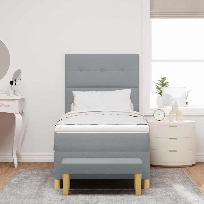 Pat cu arcuri cu headboard Gri deschis 200 x 100 cm țesătură - WALTI WALTI