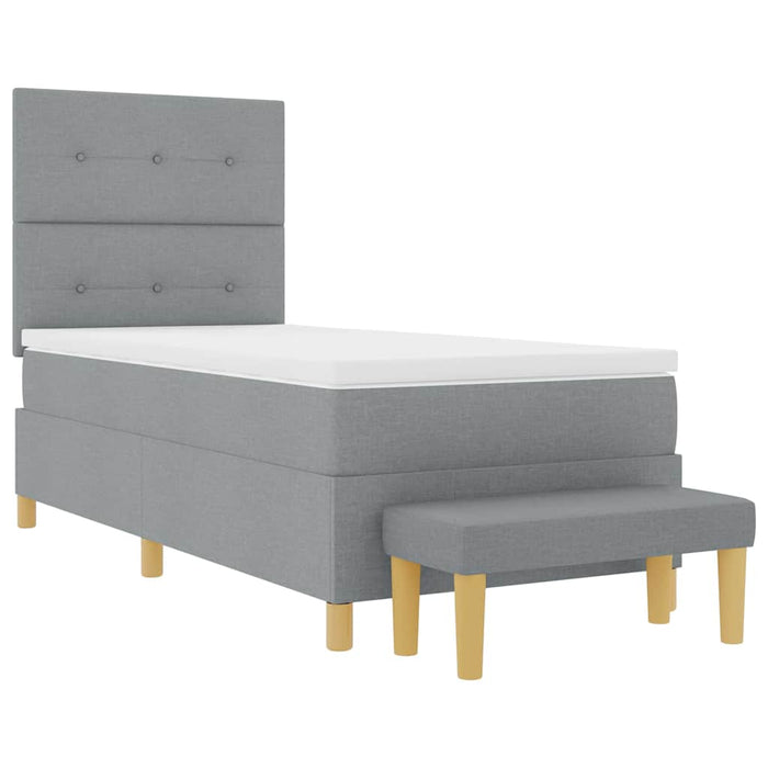 Pat cu arcuri cu headboard Gri deschis 200 x 100 cm țesătură - WALTI WALTI