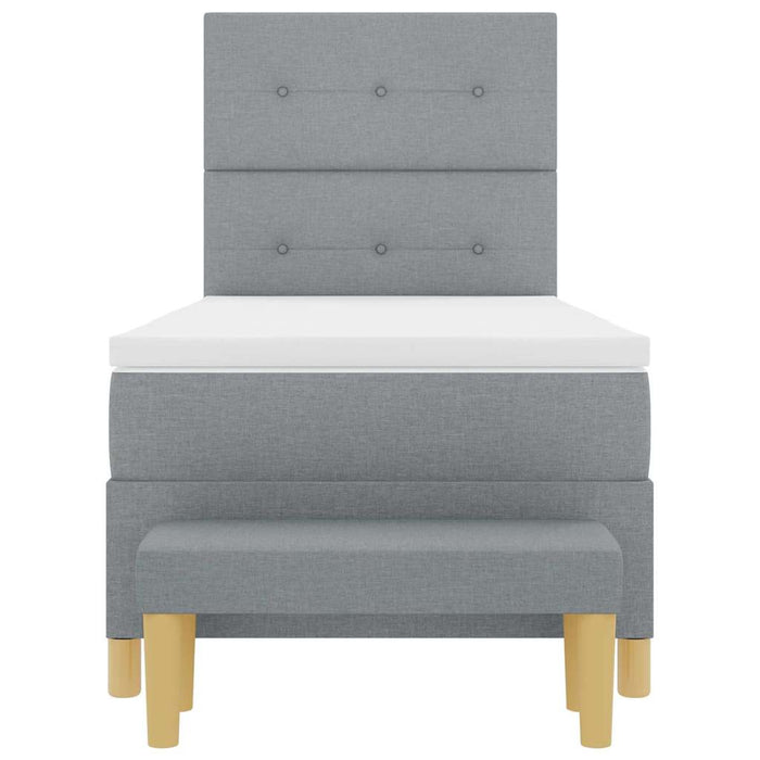 Pat cu arcuri cu headboard Gri deschis 200 x 100 cm țesătură - WALTI WALTI