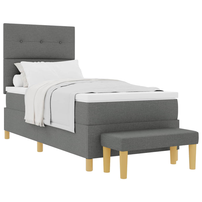 Pat cu arcuri cu headboard Gri închis 200 x 100 cm țesătură WALTI