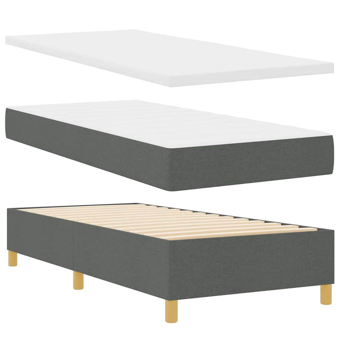 Pat cu arcuri cu headboard Gri închis 200 x 100 cm țesătură WALTI