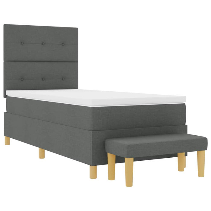 Pat cu arcuri cu headboard Gri închis 200 x 100 cm țesătură WALTI