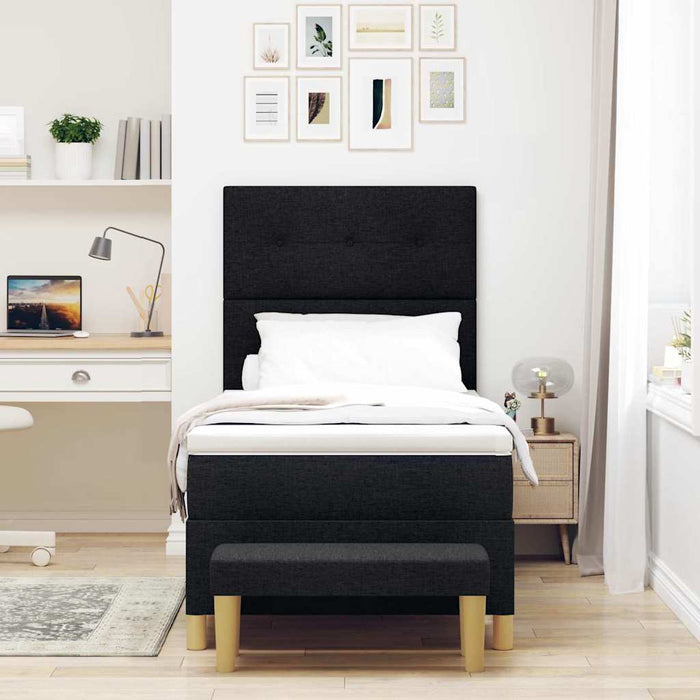 Pat cu arcuri cu pernă cu headboard Negru 200 x 100 cm țesătură WALTI
