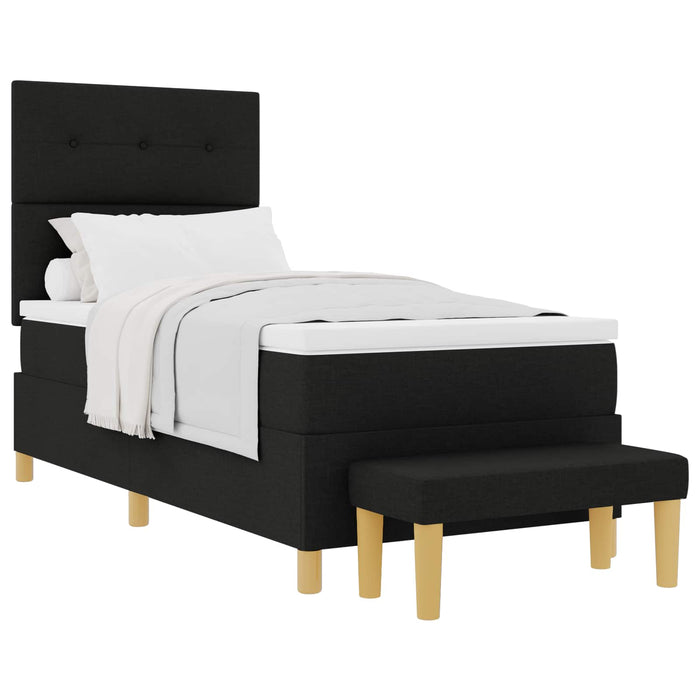 Pat cu arcuri cu pernă cu headboard Negru 200 x 100 cm țesătură WALTI