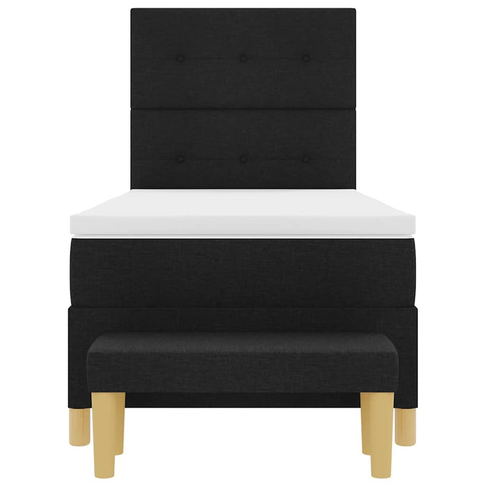 Pat cu arcuri cu pernă cu headboard Negru 200 x 100 cm țesătură WALTI