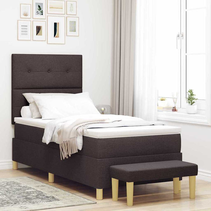 Pat cu arcuri cu headboard Maro închis 200 x 100 cm țesătură - WALTI WALTI