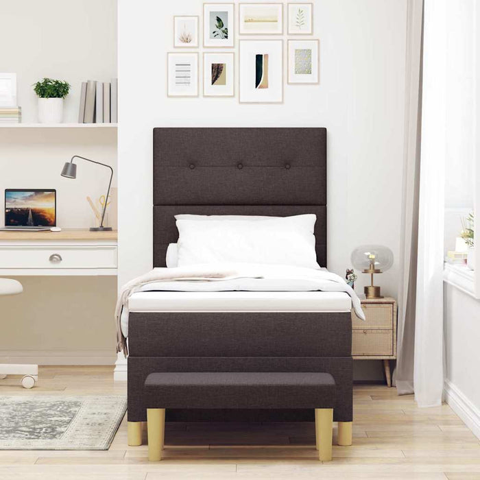 Pat cu arcuri cu headboard Maro închis 200 x 100 cm țesătură - WALTI WALTI