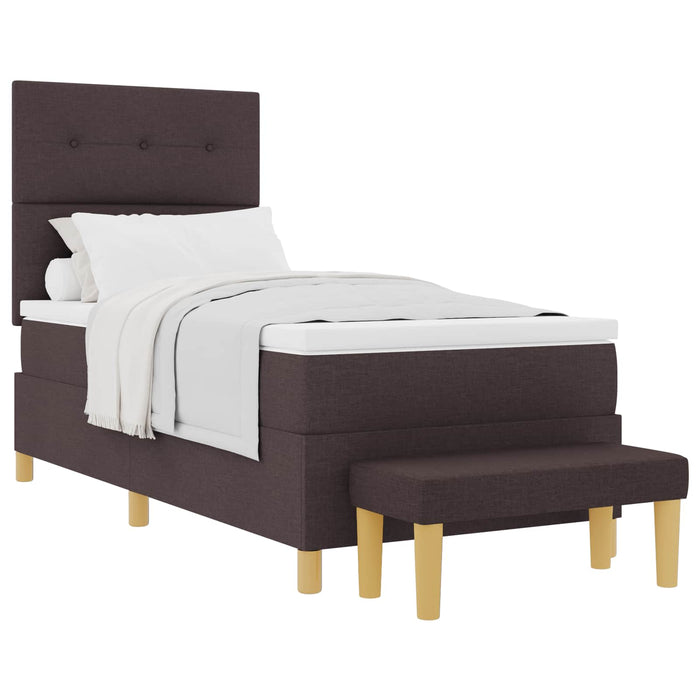 Pat cu arcuri cu headboard Maro închis 200 x 100 cm țesătură - WALTI WALTI