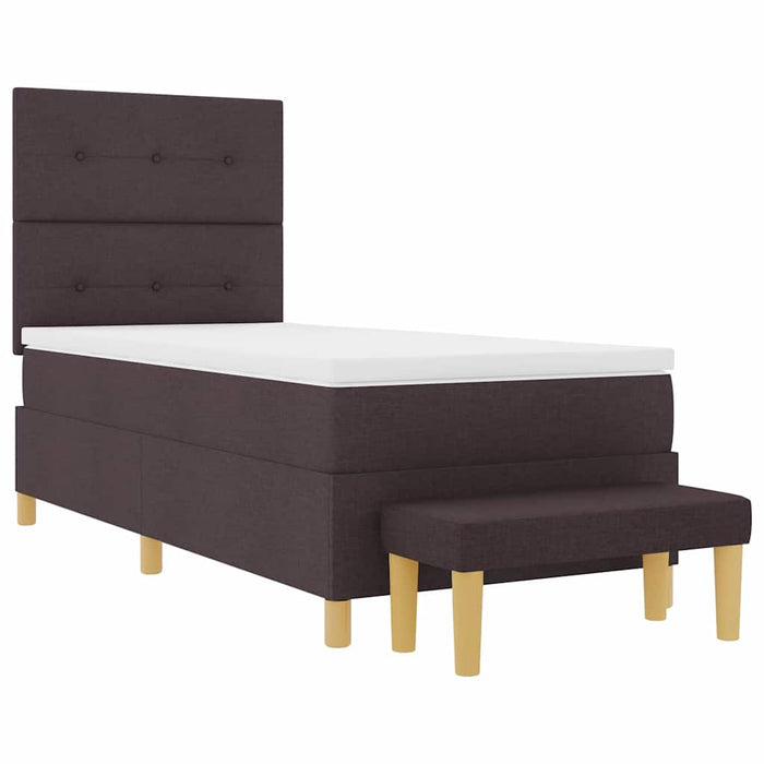 Pat cu arcuri cu headboard Maro închis 200 x 100 cm țesătură - WALTI WALTI