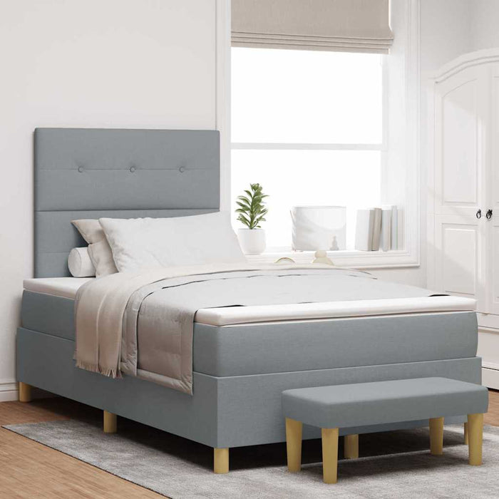 Pat cu arcuri cu headboard Gri deschis 190 x 120 cm țesătură - WALTI WALTI