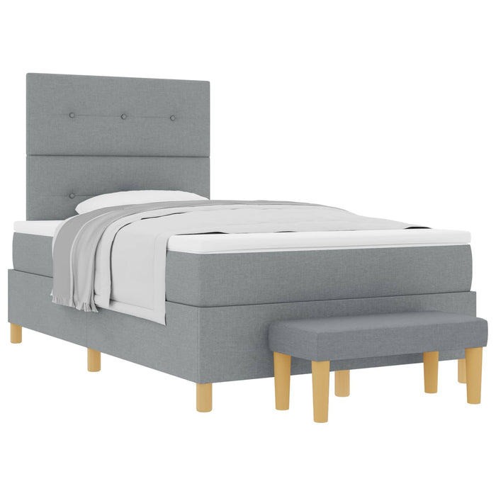 Pat cu arcuri cu headboard Gri deschis 190 x 120 cm țesătură - WALTI WALTI