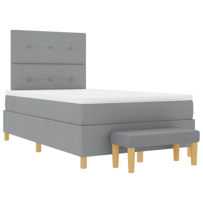 Pat cu arcuri cu headboard Gri deschis 190 x 120 cm țesătură - WALTI WALTI