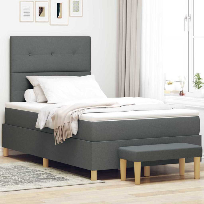 Pat cu arcuri cu headboard Gri închis 190 x 120 cm țesătură - WALTI WALTI