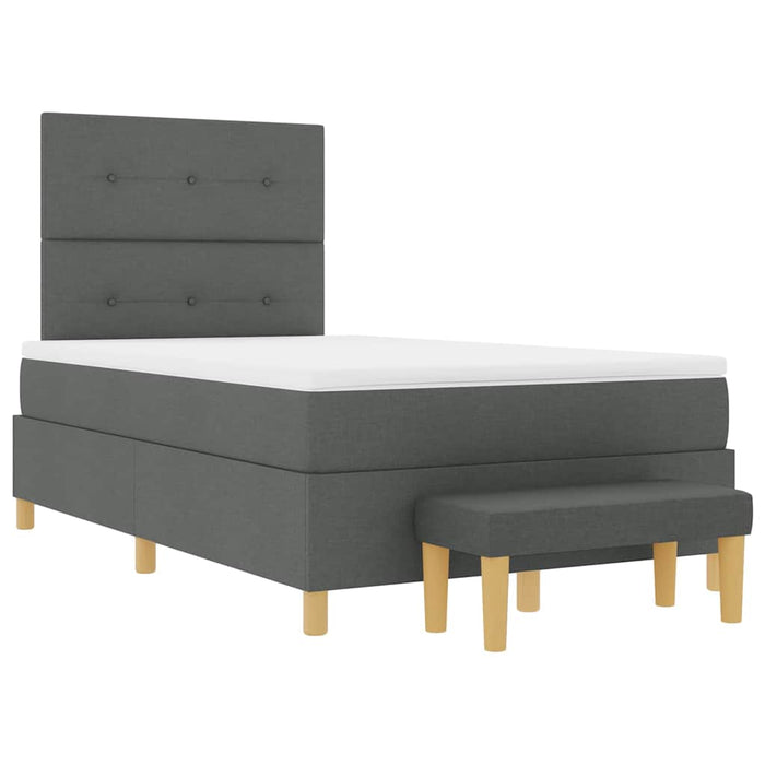 Pat cu arcuri cu headboard Gri închis 190 x 120 cm țesătură - WALTI WALTI