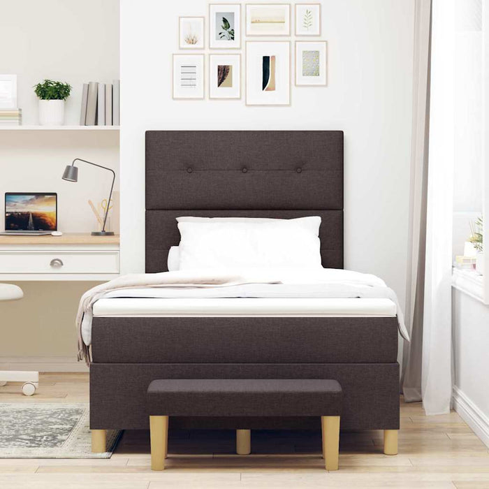 Pat cu arcuri cu headboard Maro închis 190 x 120 cm țesătură WALTI