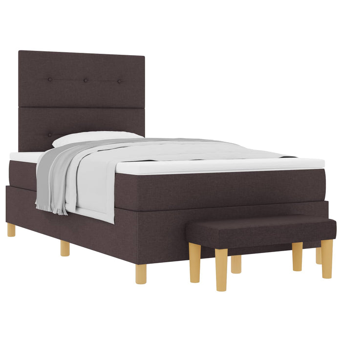 Pat cu arcuri cu headboard Maro închis 190 x 120 cm țesătură WALTI