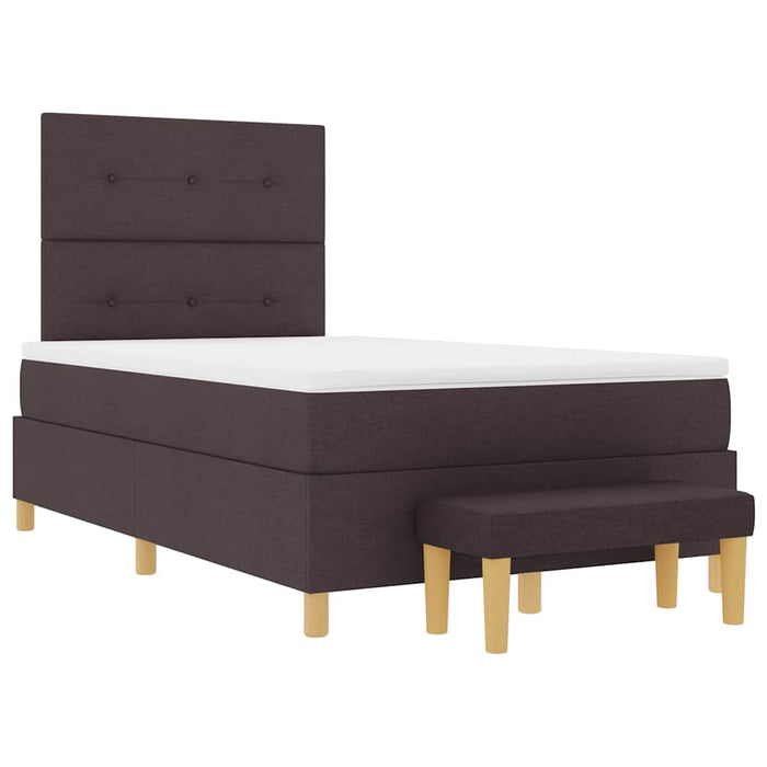 Pat cu arcuri cu headboard Maro închis 190 x 120 cm țesătură WALTI