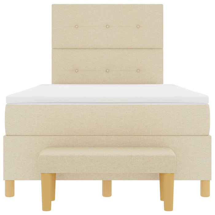 Pat cu arcuri cu saltea cu headboard Crem 120 x 190 cm țesătură - WALTI WALTI