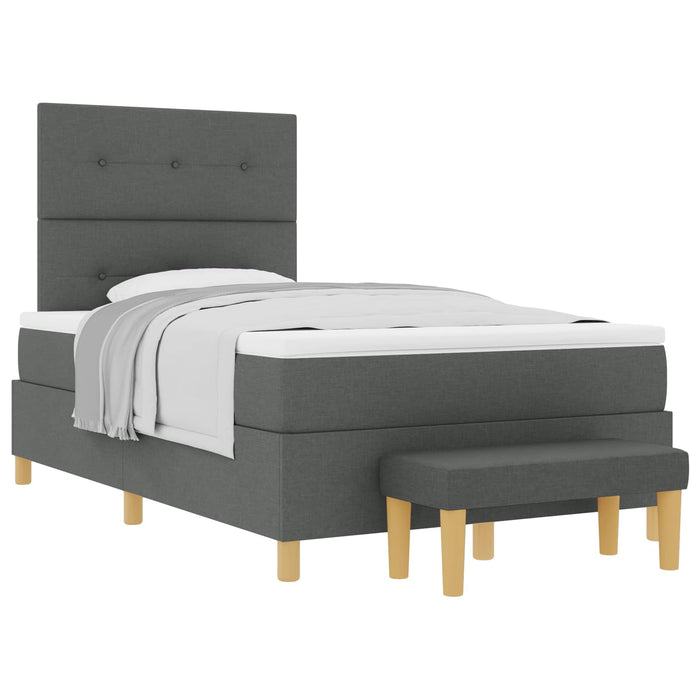 Pat cu arcuri cu headboard Gri închis 200 x 120 cm țesătură - WALTI WALTI