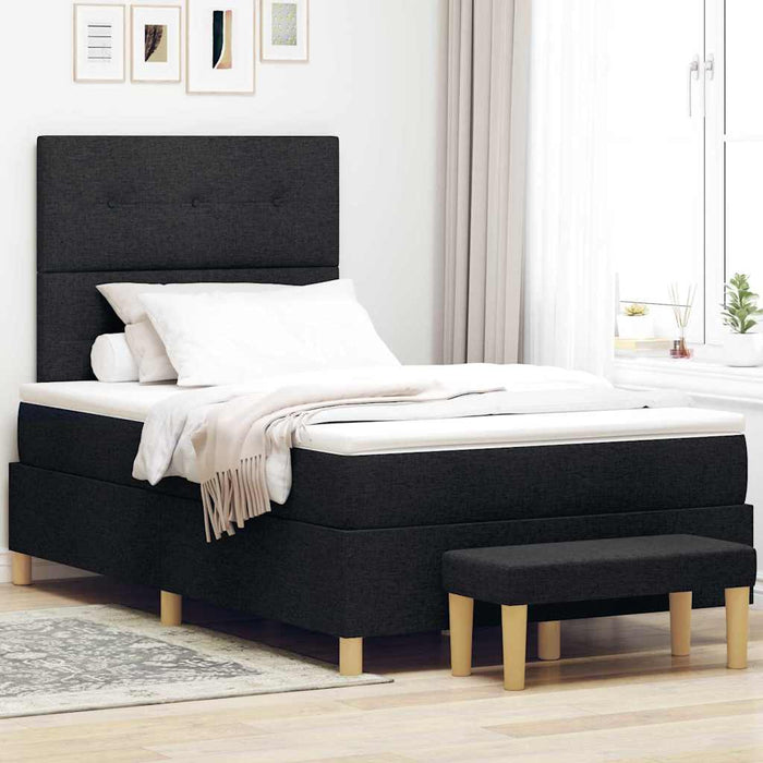 Pat cu arcuri cu headboard Negru 200 x 120 cm țesătură - WALTI WALTI