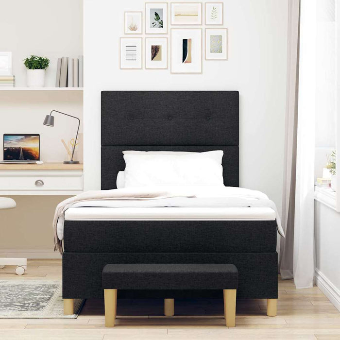 Pat cu arcuri cu headboard Negru 200 x 120 cm țesătură - WALTI WALTI