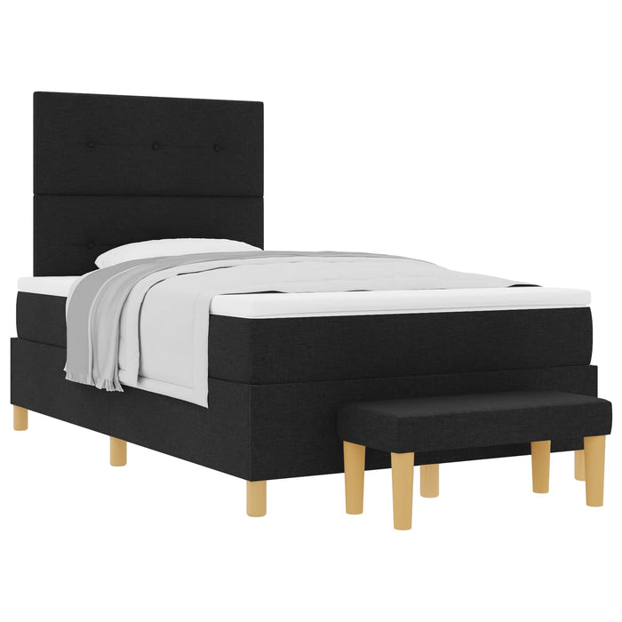 Pat cu arcuri cu headboard Negru 200 x 120 cm țesătură - WALTI WALTI