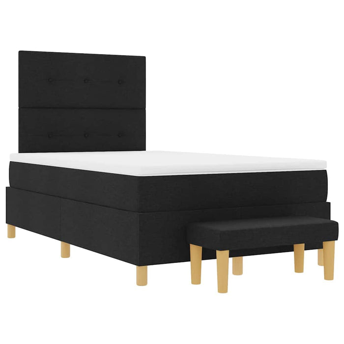 Pat cu arcuri cu headboard Negru 200 x 120 cm țesătură - WALTI WALTI