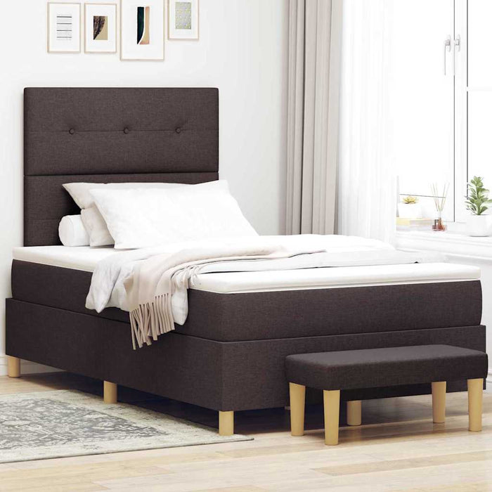 Pat cu arcuri cu headboard Maro închis 200 x 120 cm țesătură - WALTI WALTI
