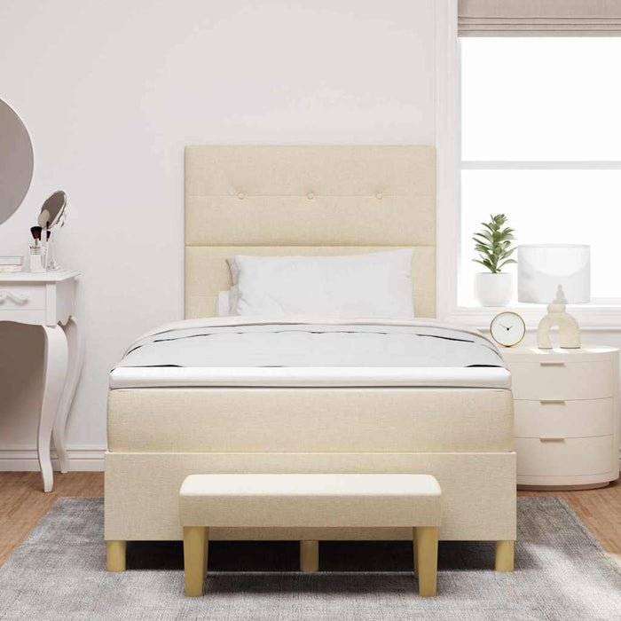 Pat cu arcuri cu saltea cu headboard Crem 120 x 200 cm țesătură - WALTI WALTI